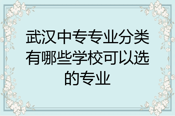 武汉中专专业分类有哪些学校可以选的专业
