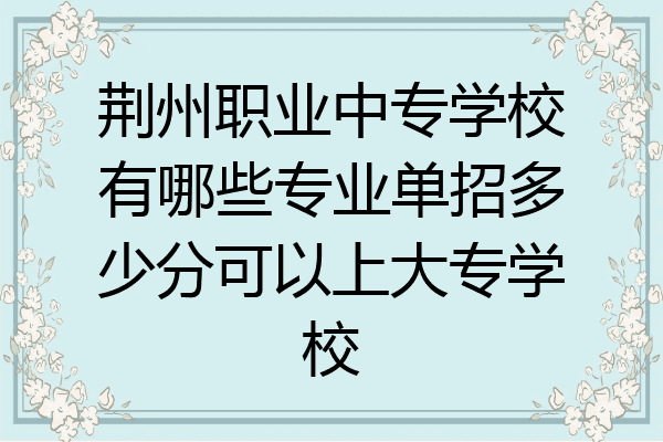 荆州职业中专学校有哪些专业单招多少分可以上大专学校