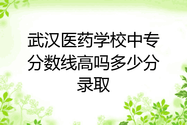 武汉医药学校中专分数线高吗多少分录取