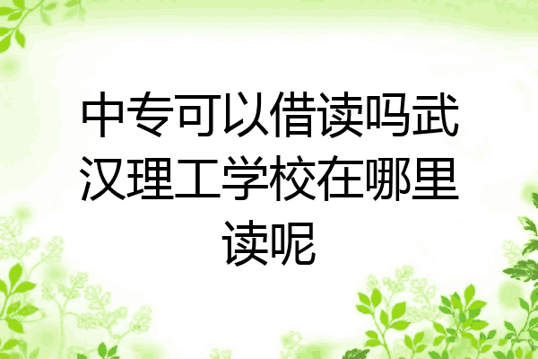中专可以借读吗武汉理工学校在哪里读呢