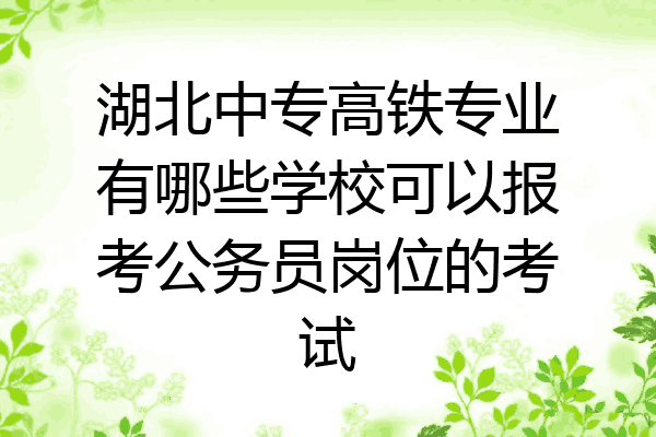 湖北中专高铁专业有哪些学校可以报考公务员岗位的考试