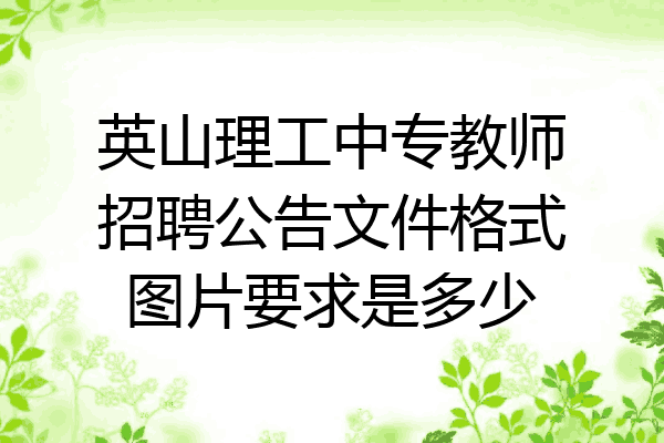 英山理工中专教师招聘公告文件格式图片要求是多少