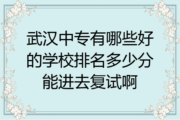 武汉中专有哪些好的学校排名多少分能进去复试啊