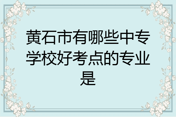 黄石市有哪些中专学校好考点的专业是