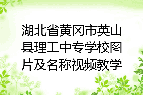 湖北省黄冈市英山县理工中专学校图片及名称视频教学