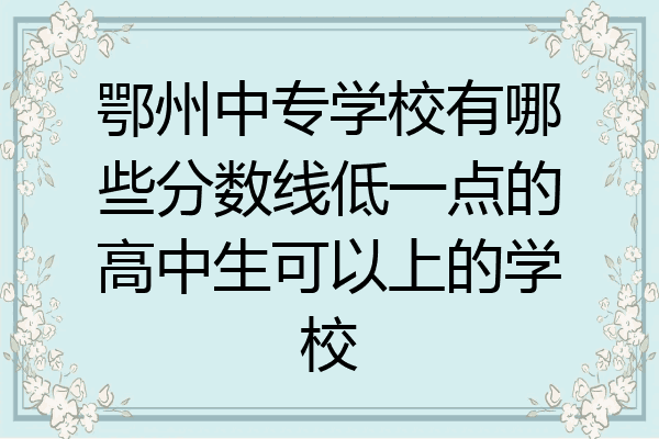 鄂州中专学校有哪些分数线低一点的高中生可以上的学校