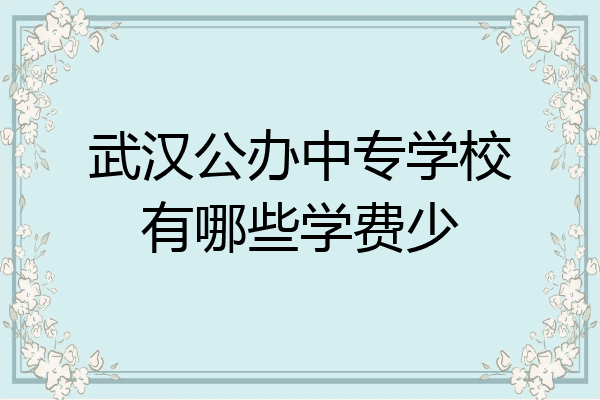 武汉公办中专学校有哪些学费少