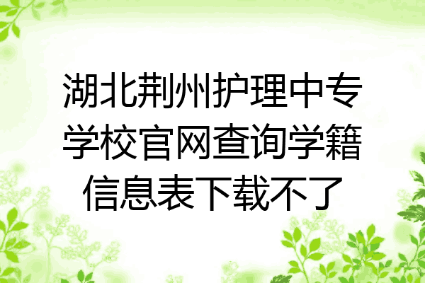 湖北荆州护理中专学校官网查询学籍信息表下载不了