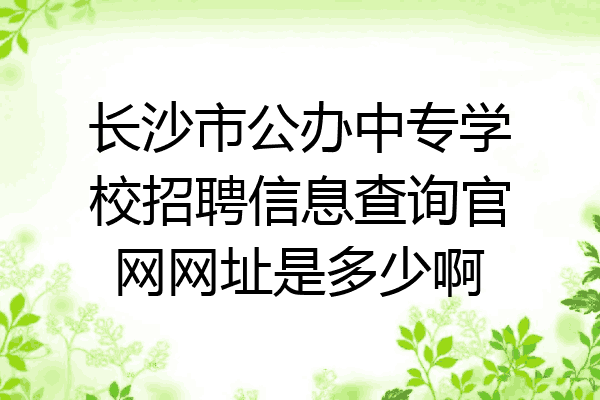 长沙市公办中专学校招聘信息查询官网网址是多少啊