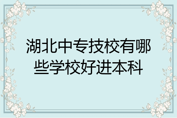 湖北中专技校有哪些学校好进本科