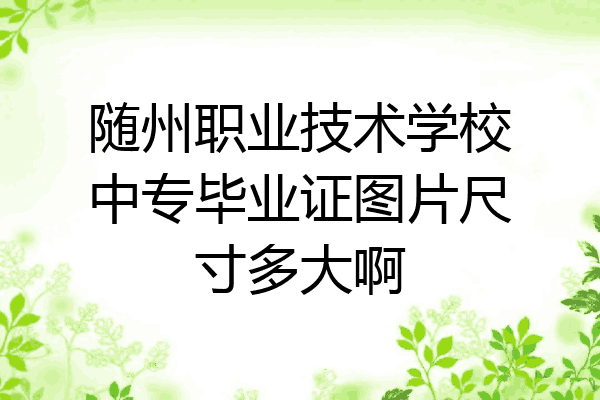 随州职业技术学校中专毕业证图片尺寸多大啊