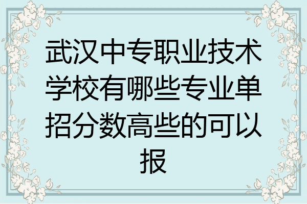 武汉中专职业技术学校有哪些专业单招分数高些的可以报