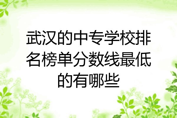 武汉的中专学校排名榜单分数线最低的有哪些