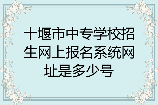 十堰市中专学校招生网上报名系统网址是多少号