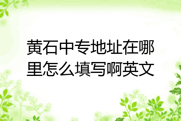 黄石中专地址在哪里怎么填写啊英文