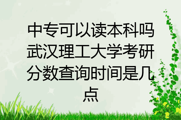 中专可以读本科吗武汉理工大学考研分数查询时间是几点