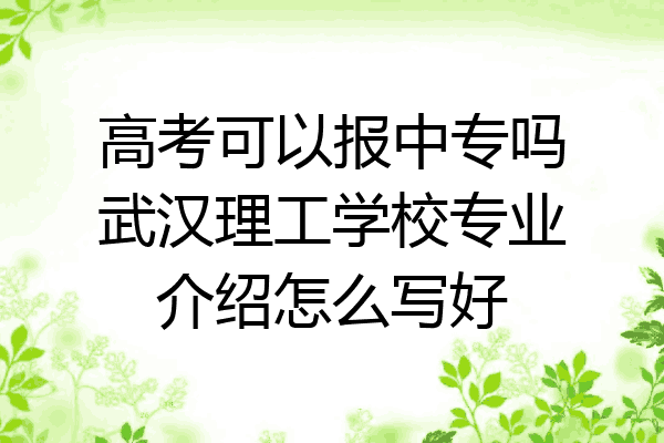 高考可以报中专吗武汉理工学校专业介绍怎么写好