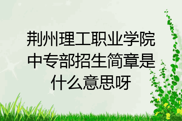 荆州理工职业学院中专部招生简章是什么意思呀