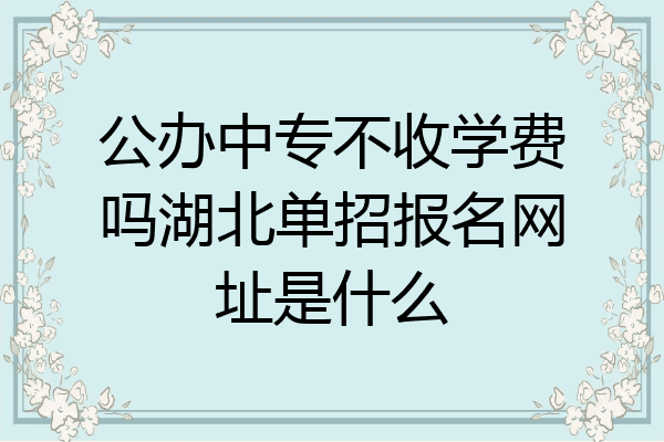 公办中专不收学费吗湖北单招报名网址是什么