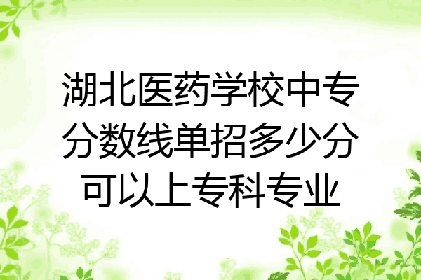 湖北医药学校中专分数线单招多少分可以上专科专业