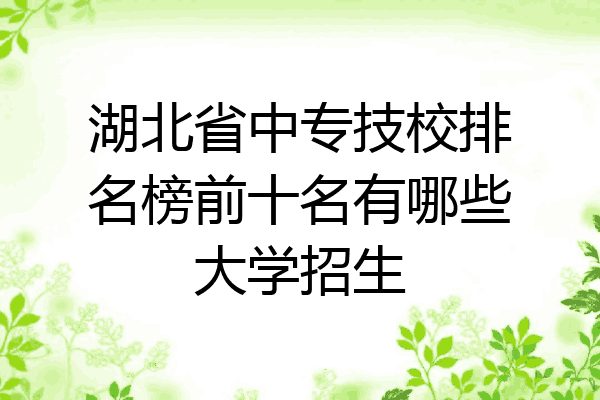 湖北省中专技校排名榜前十名有哪些大学招生