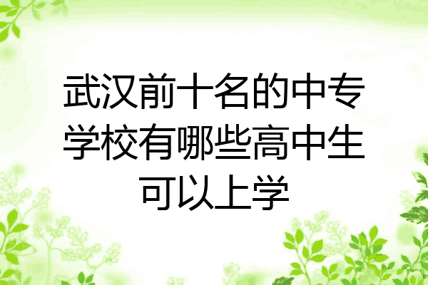 武汉前十名的中专学校有哪些高中生可以上学