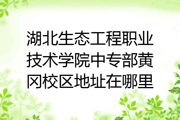 湖北生态工程职业技术学院中专部黄冈校区地址在哪里
