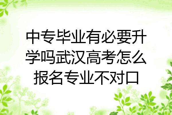 中专毕业有必要升学吗武汉高考怎么报名专业不对口