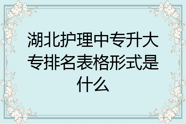 湖北护理中专升大专排名表格形式是什么