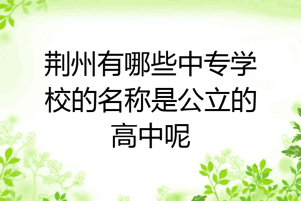荆州有哪些中专学校的名称是公立的高中呢
