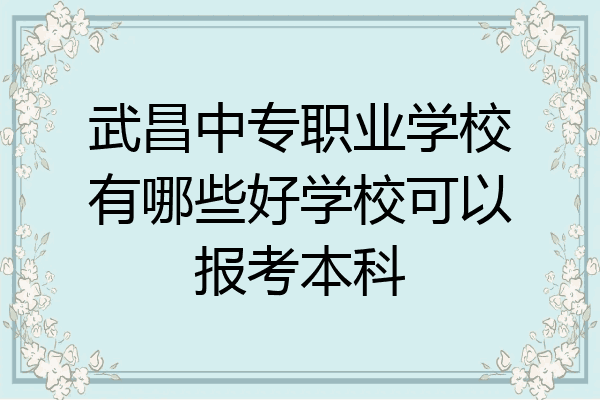 武昌中专职业学校有哪些好学校可以报考本科