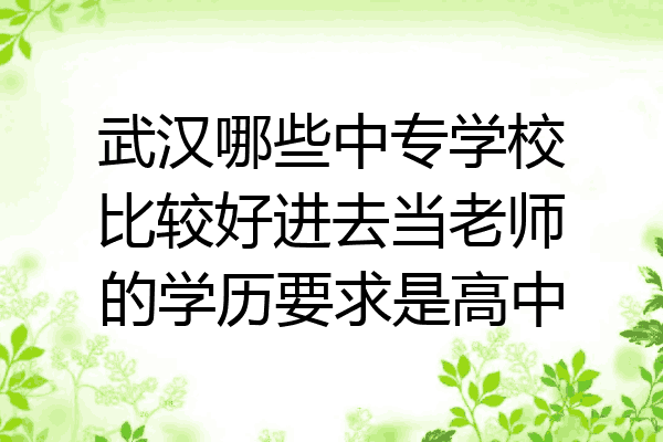 武汉哪些中专学校比较好进去当老师的学历要求是高中