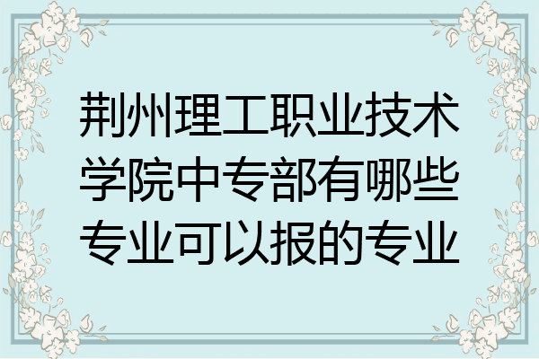 荆州理工职业技术学院中专部有哪些专业可以报的专业