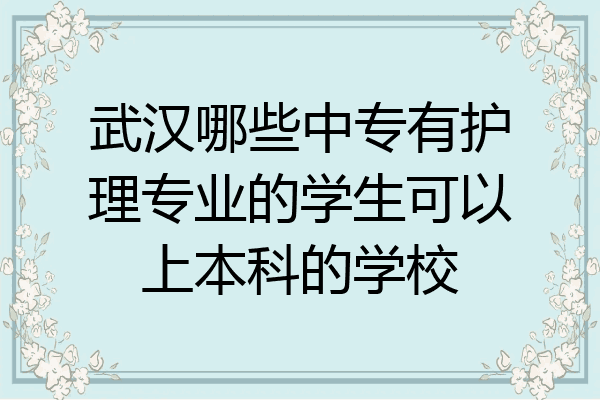 武汉哪些中专有护理专业的学生可以上本科的学校