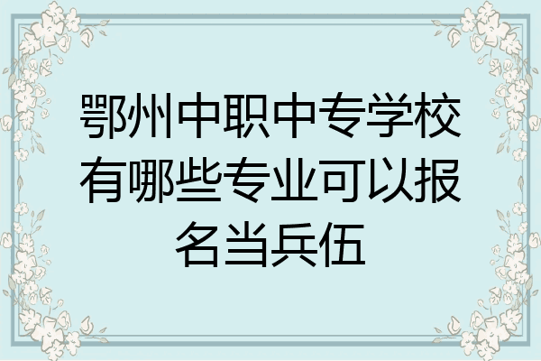 鄂州中职中专学校有哪些专业可以报名当兵伍