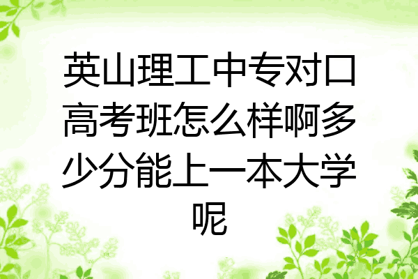 英山理工中专对口高考班怎么样啊多少分能上一本大学呢