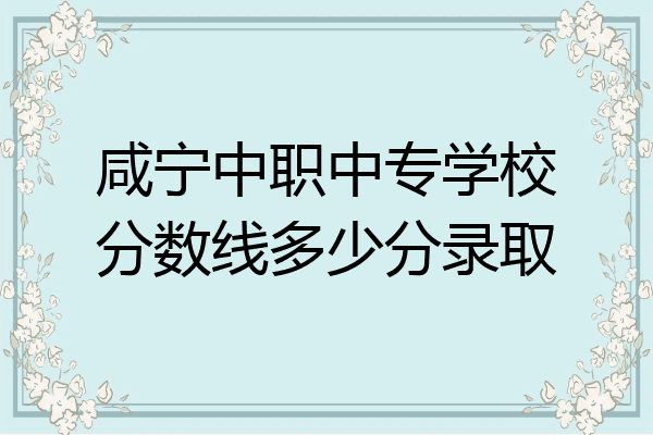 咸宁中职中专学校分数线多少分录取