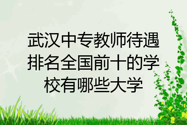 武汉中专教师待遇排名全国前十的学校有哪些大学