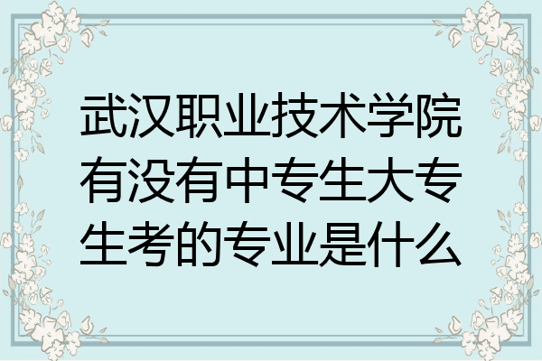 武汉职业技术学院有没有中专生大专生考的专业是什么
