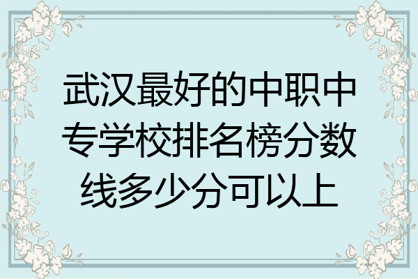 武汉最好的中职中专学校排名榜分数线多少分可以上