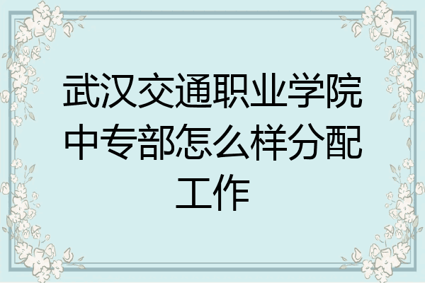 武汉交通职业学院中专部怎么样分配工作