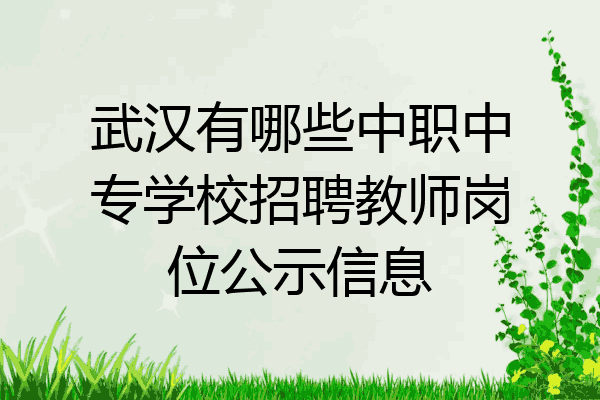 武汉有哪些中职中专学校招聘教师岗位公示信息