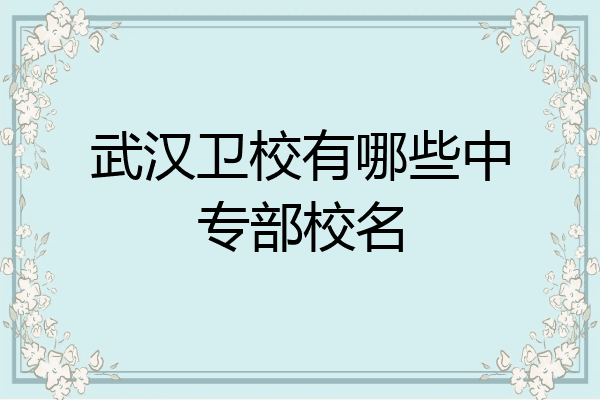武汉卫校有哪些中专部校名