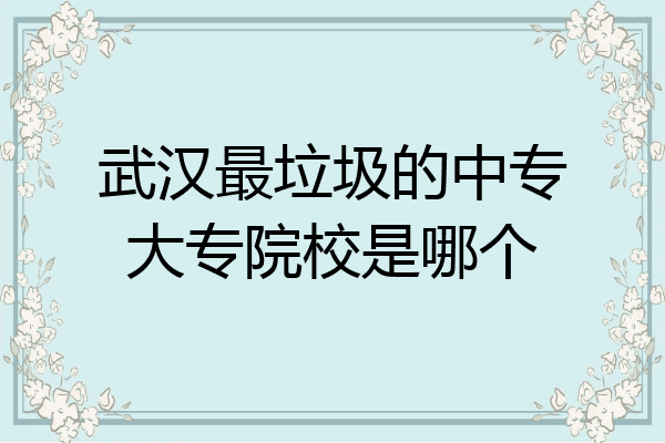 武汉最垃圾的中专大专院校是哪个