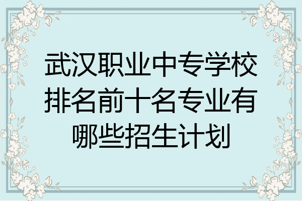 武汉职业中专学校排名前十名专业有哪些招生计划