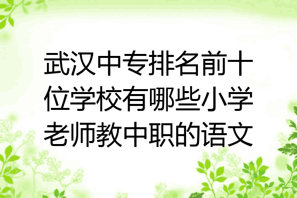 武汉中专排名前十位学校有哪些小学老师教中职的语文