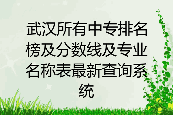 武汉所有中专排名榜及分数线及专业名称表最新查询系统