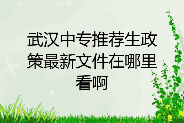 武汉中专推荐生政策最新文件在哪里看啊