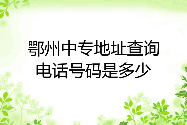 鄂州中专地址查询电话号码是多少