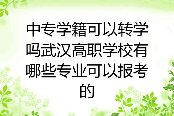中专学籍可以转学吗武汉高职学校有哪些专业可以报考的